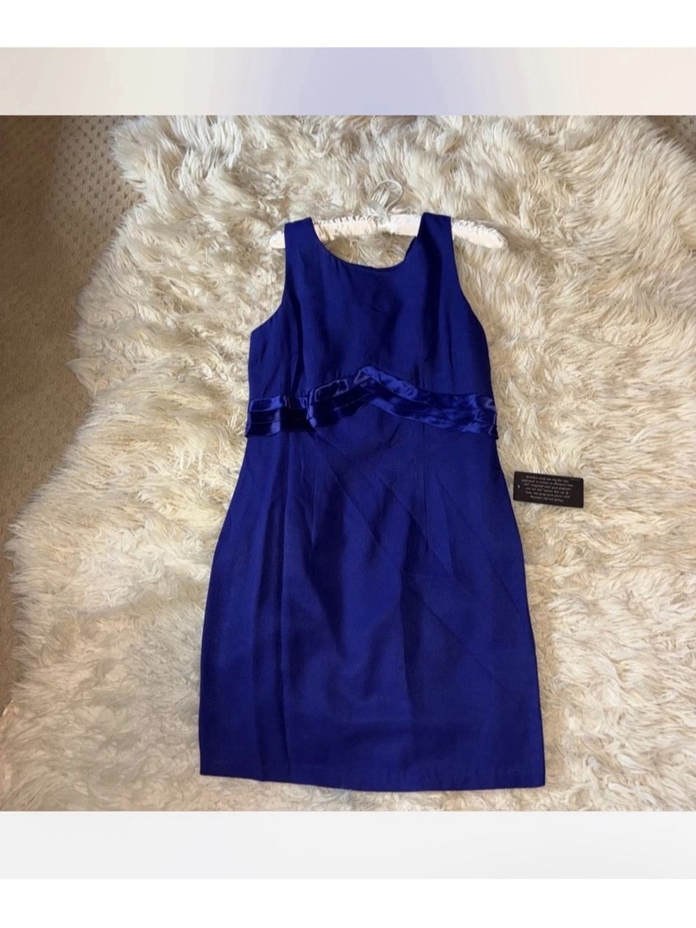 NWT CDC Petites Size 8 Blue Solid Sheath Dress Scoop Neck Sleeveless